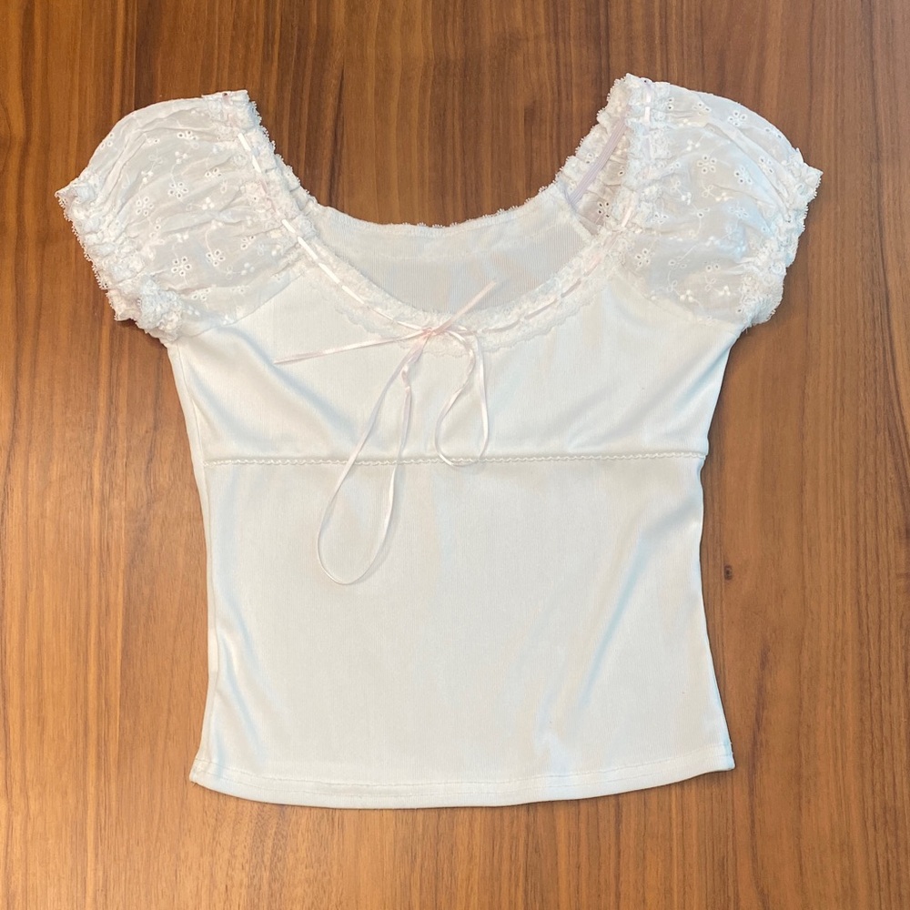 Coquette Babydoll Lace Puff Sleeve Top
